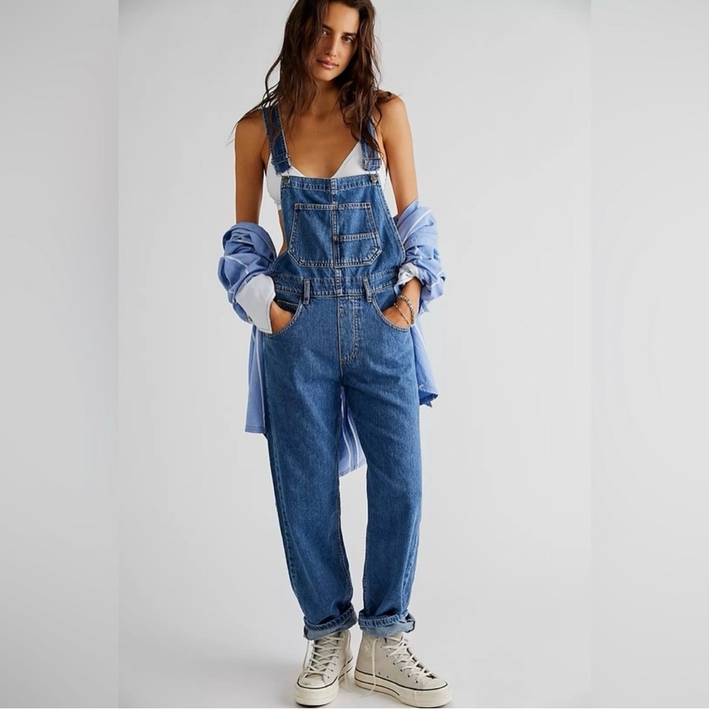 Free People Blue Denim Jumpsuit